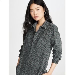 One Teaspoon Green Leopard Denim Jumpsuit, Size XS